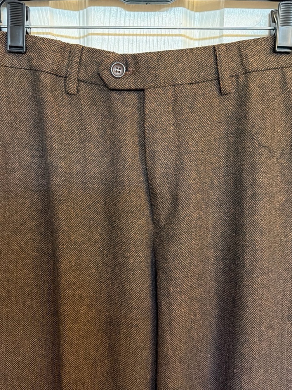 Brown Herringbone Dress Pants
